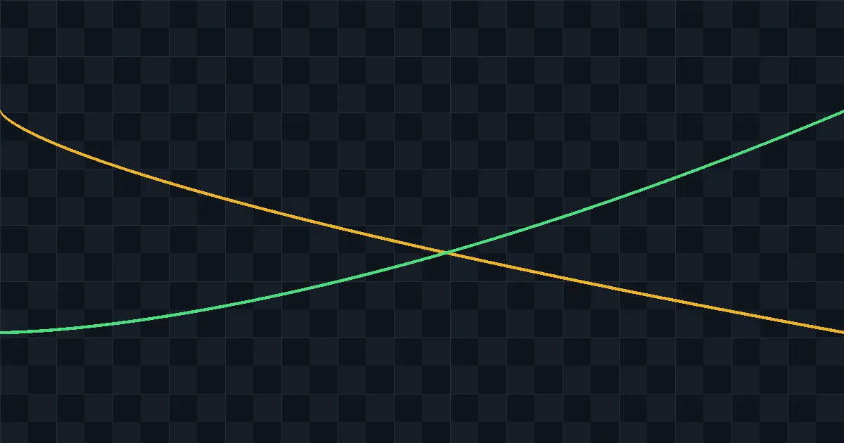 A precision and recall curve crossing over a dark technical grid